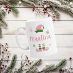 taza elfo navidad blanco