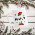 taza elfo navidad blanco