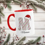 taza inicial navidad colores rojo